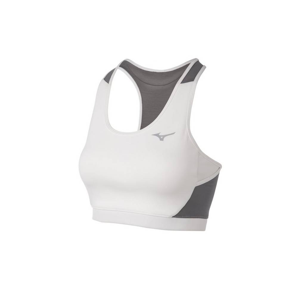 Womens Mizuno Alpha Mesh Back Sports Bra White/Grey Philippines (EHLBZI023)